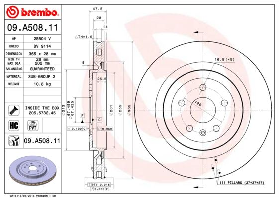 Bremsscheibe BREMBO 09.A508.11