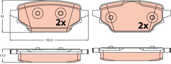 Bremsbelagsatz Bremsbeläge TRW GDB2561