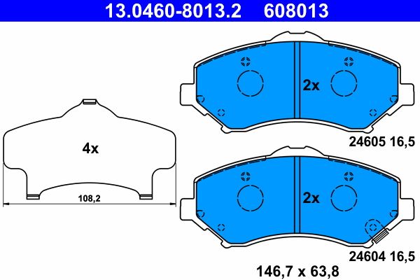 Bromsbeläggssats, skivbroms ATE 13.0460-8013.2