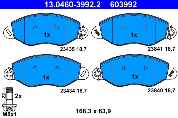 Bremsbelagsatz, Scheibenbremse ATE 13.0460-3992.2