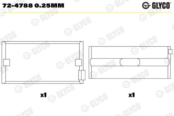 Kurbelwellenlager GLYCO 72-47880.25MM