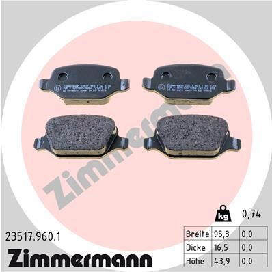Bremsbelagsatz, Scheibenbremse ZIMMERMANN 23517.960.1