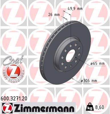Bremsscheibe ZIMMERMANN 600.3271.20