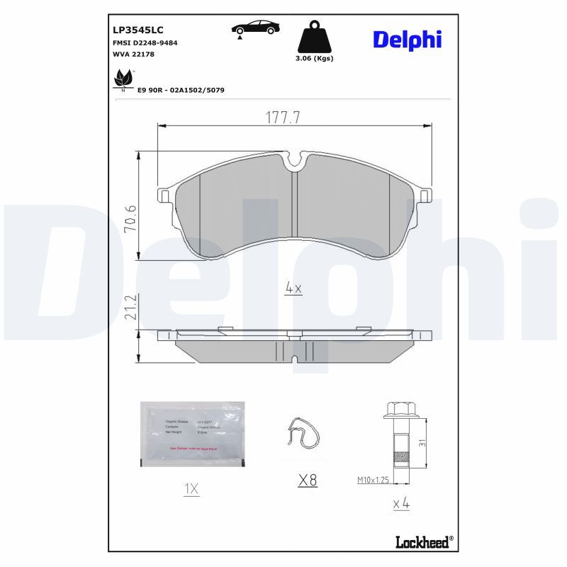 Bremsbelagsatz, Scheibenbremse DELPHI LP3545LC