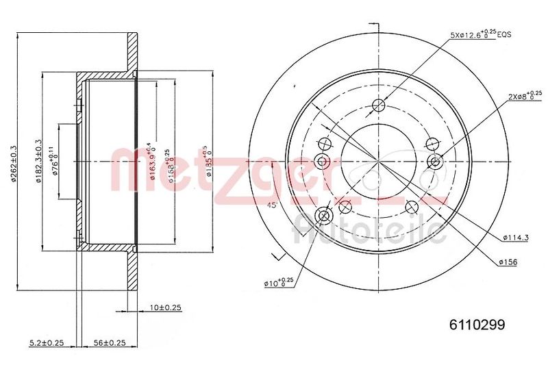 Bremsscheibe METZGER 6110299