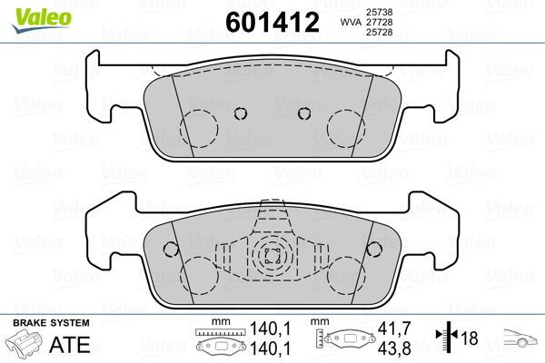 Bremsbelagsatz, Scheibenbremse VALEO 601412