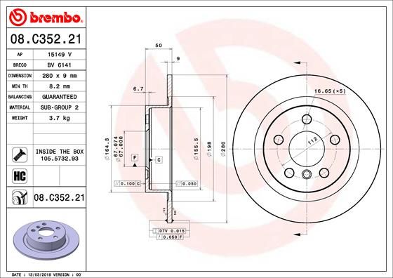 Bremsscheibe BREMBO 08.C352.21