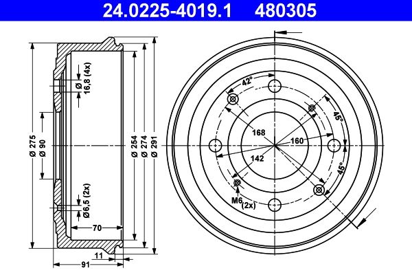 Bremstrommel ATE 24.0225-4019.1