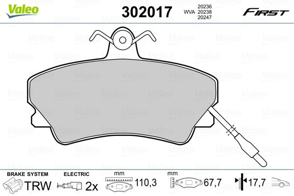 Bremsbelagsatz Bremsbeläge VALEO 302017