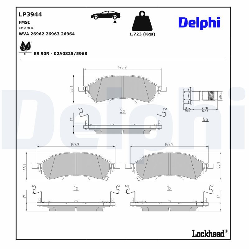 Bremsbelagsatz, Scheibenbremse DELPHI LP3944