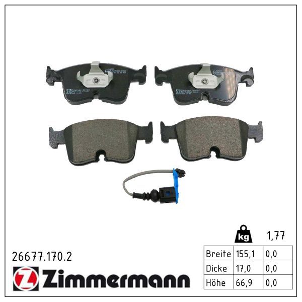 Bremsbelagsatz, Scheibenbremse ZIMMERMANN 26677.170.2