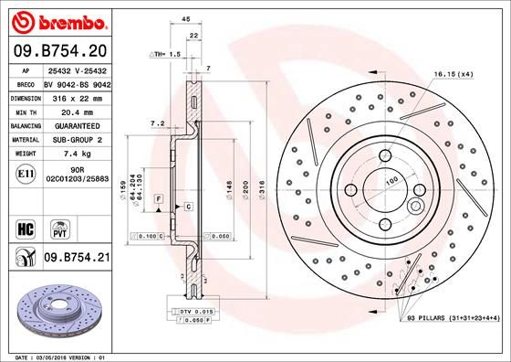 Bremsscheibe BREMBO 09.B754.21