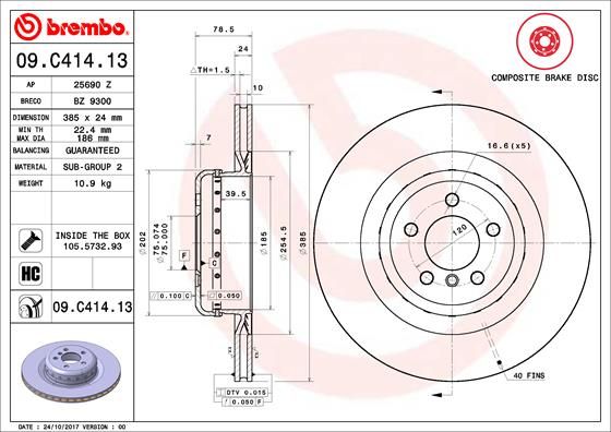 Bremsscheibe BREMBO 09.c414.13