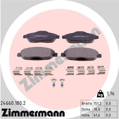 Bremsbelagsatz Bremsbeläge ZIMMERMANN 24660.180.2