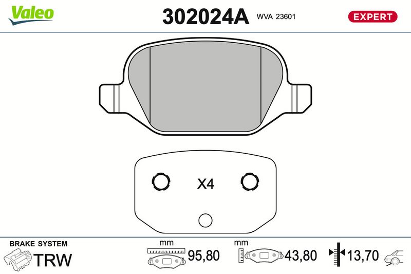 Bremsbelagsatz Bremsbeläge VALEO 302024A