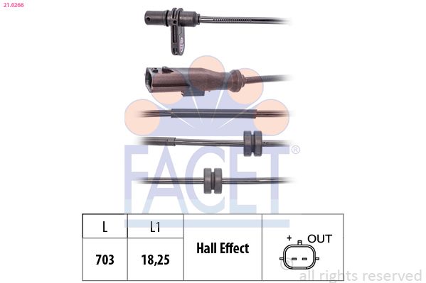 Sensor, Raddrehzahl FACET 21.0266