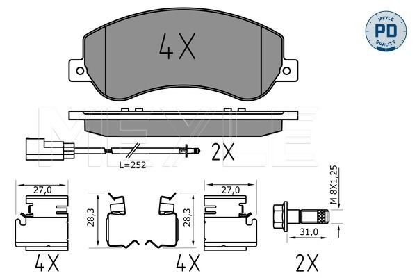 Bremsbelagsatz, Scheibenbremse MEYLE 0252448419/PD