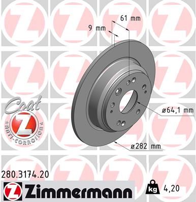 Bremsscheibe ZIMMERMANN 280.3174.20