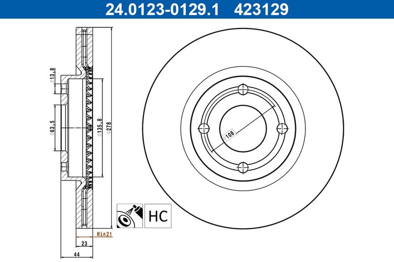 Bremsscheibe Ate 24.0123-0129.1