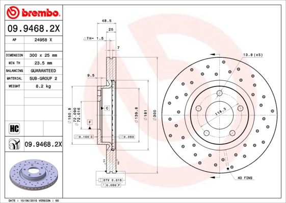 Bremsscheibe BREMBO 09.9468.2X