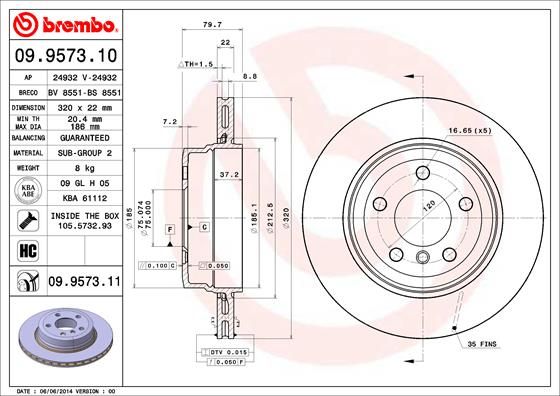 Bremsscheibe BREMBO 09.9573.11
