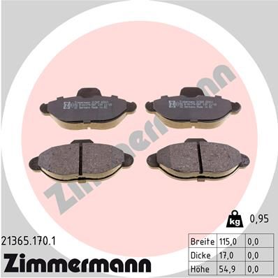 Bremsbelagsatz, Scheibenbremse ZIMMERMANN 21365.170.1