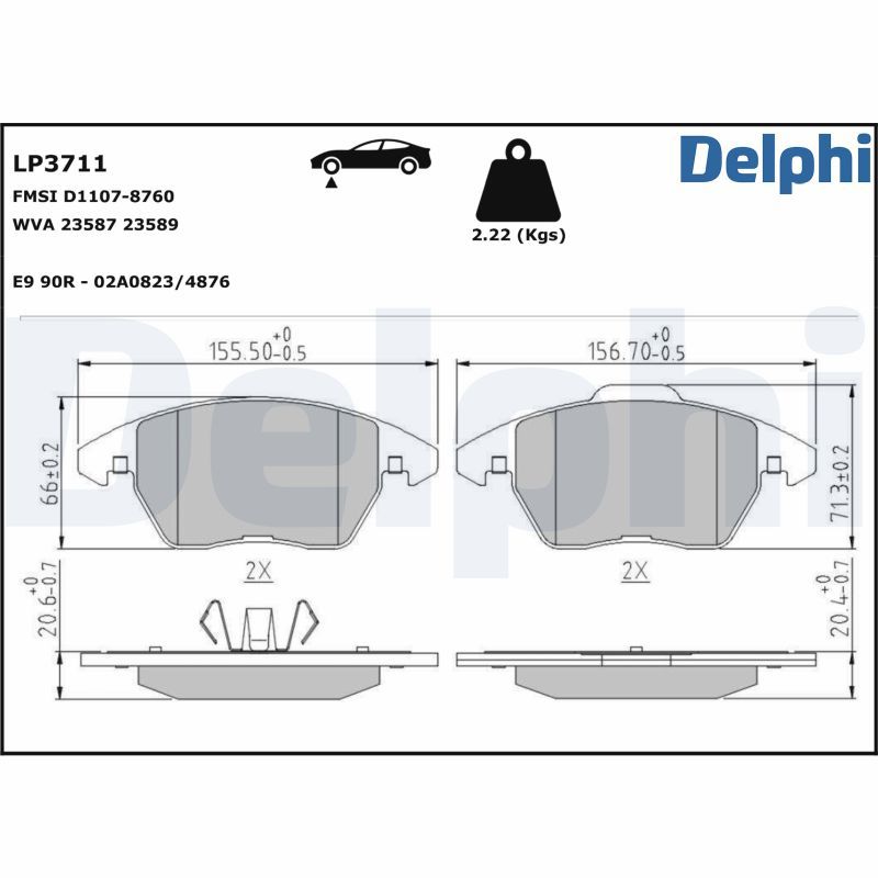 Bremsbelagsatz, Scheibenbremse DELPHI LP3711