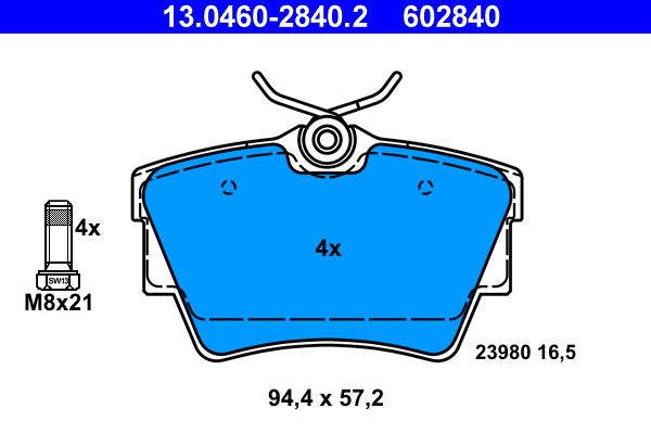 Bremsbelagsatz, Scheibenbremse ATE 13.0460-2840.2