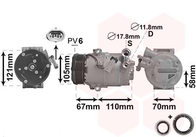 Kompressor, Klimaanlage VAN WEZEL 3700K494