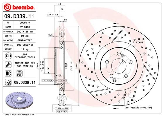 Bremsscheibe BREMBO 09.D339.11