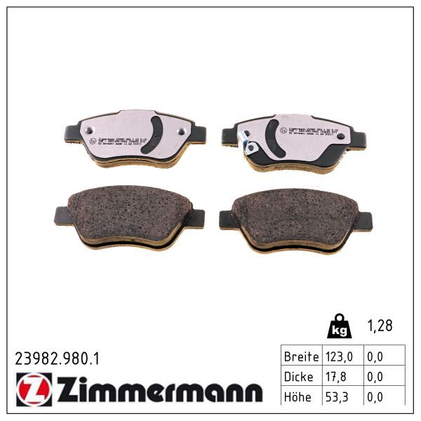 Bremsbelagsatz, Scheibenbremse ZIMMERMANN 23982.980.1