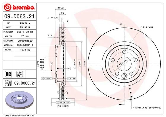 Bremsscheibe BREMBO 09.D063.21