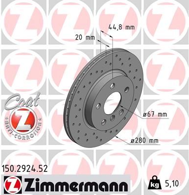 Bremsscheibe ZIMMERMANN 150.2924.52