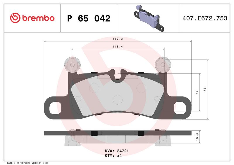 Bremsbelagsatz, Scheibenbremse BREMBO P 65 042