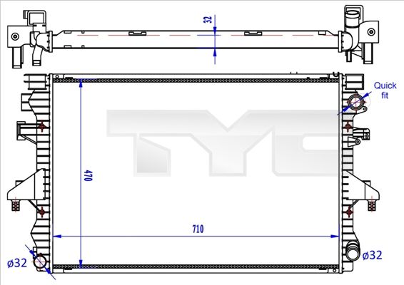 Kühler, Motorkühlung TYC 737-0060-R