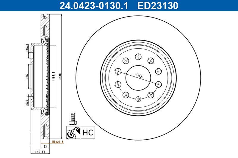 Bremsscheibe ATE 24.0423-0130.1