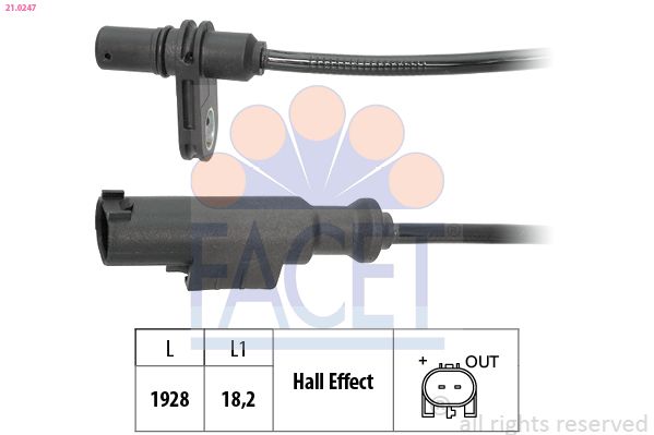 Sensor, Raddrehzahl FACET 21.0247