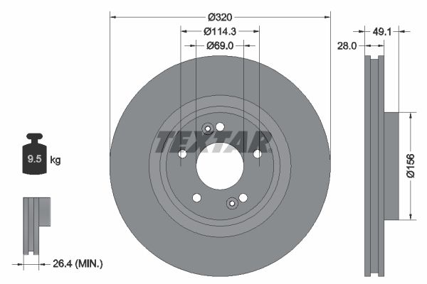 Bremsscheibe TEXTAR 92281803