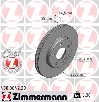 Bremsscheibe ZIMMERMANN 400.3642.20