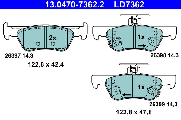 Bremsbelagsatz, Scheibenbremse ATE 13.0470-7362.2