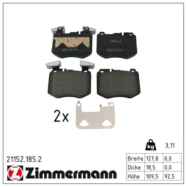 Bremsbelagsatz, Scheibenbremse ZIMMERMANN 21152.185.2
