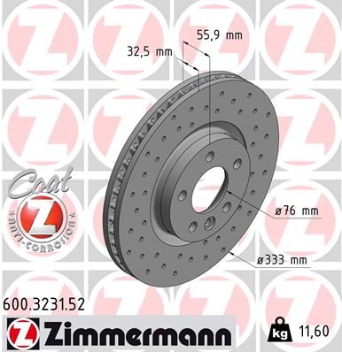 Bremsscheibe ZIMMERMANN 600.3231.52