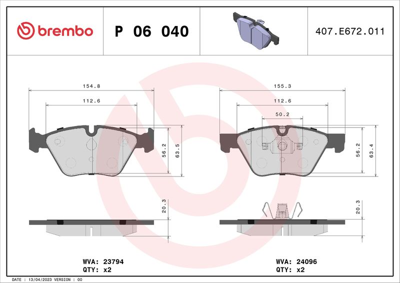 Bremsbelagsatz, Scheibenbremse BREMBO P 06 040