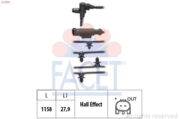 Sensor, Raddrehzahl FACET 21.0255