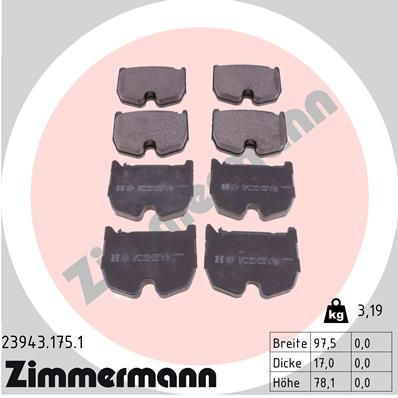 Bremsbelagsatz Bremsbeläge ZIMMERMANN 23943.175.1