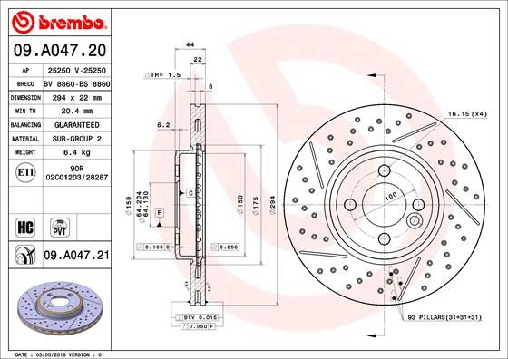 Bremsscheibe BREMBO 09.A047.21