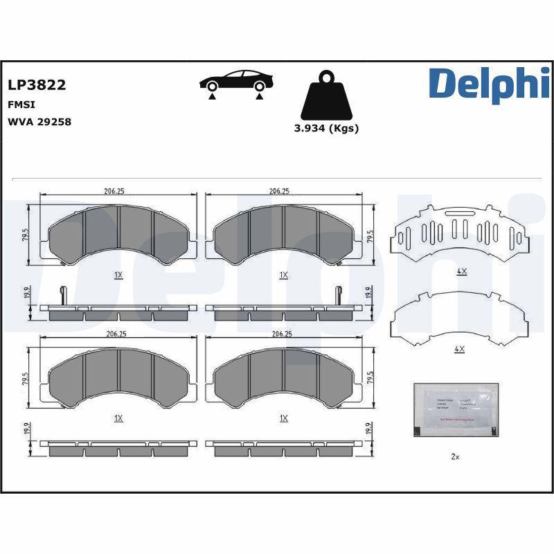 Bremsbelagsatz, Scheibenbremse DELPHI LP3822