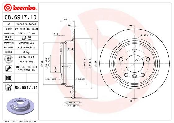 Bremsscheibe BREMBO 08.6917.11