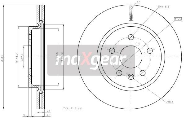 Bremsscheibe MAXGEAR 19-2368MAX