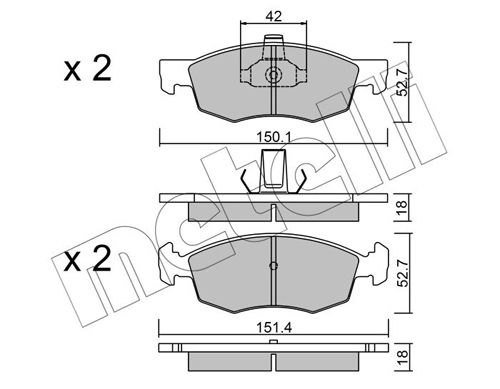 Bremsbelagsatz, Scheibenbremse METELLI 22-0274-2